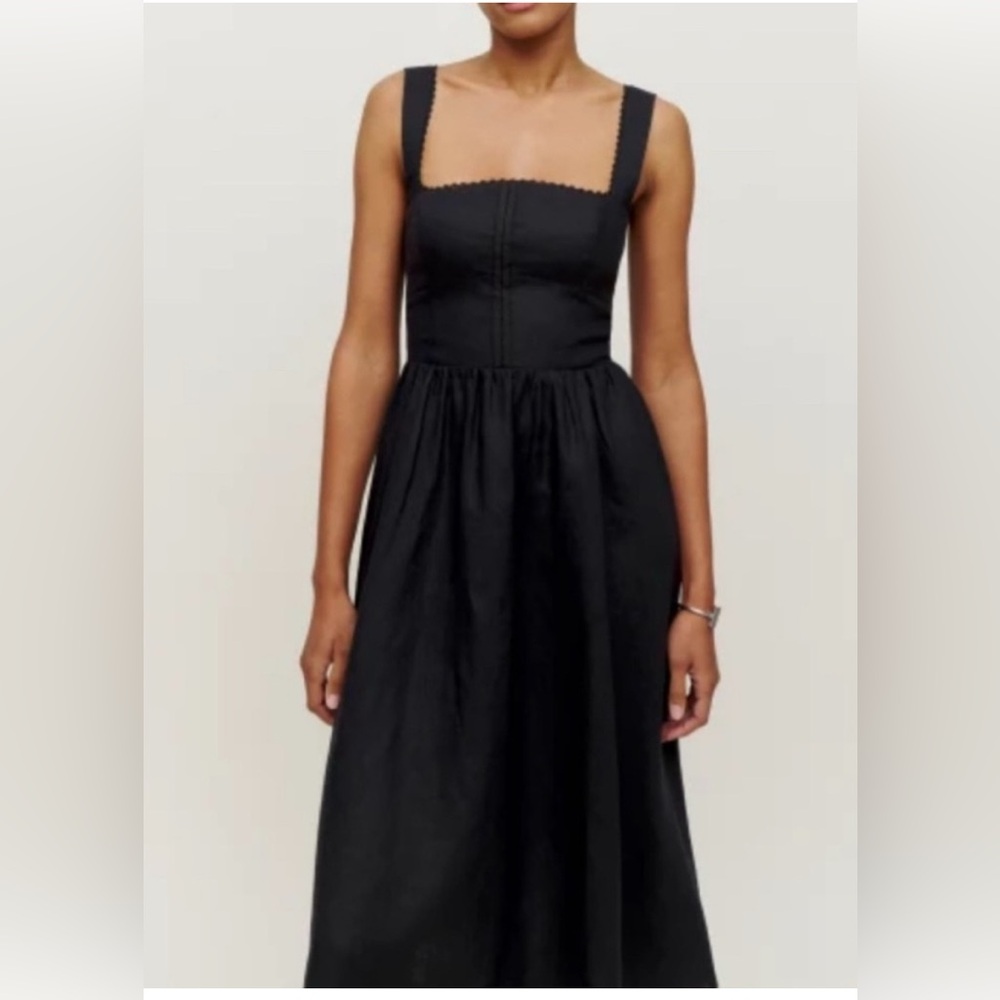 Reformation black linen tagliatelle corset dress size 6